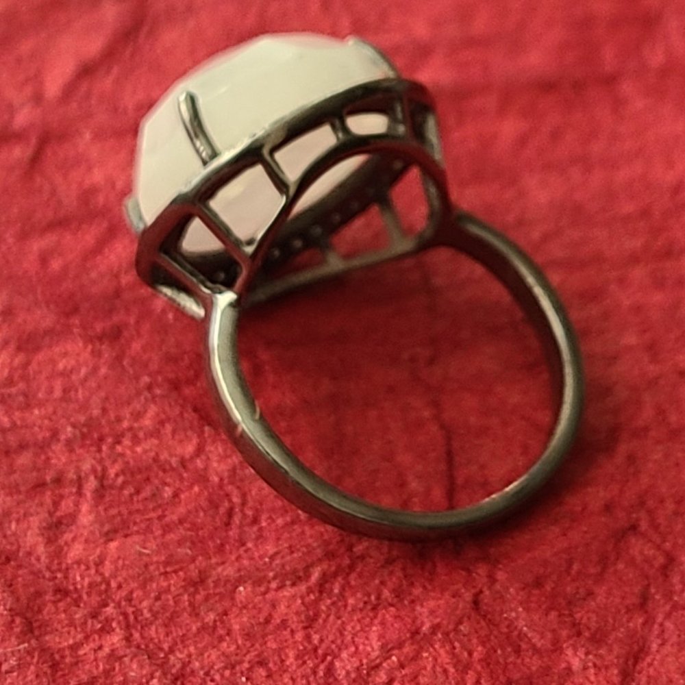 Moonstone Ring Size 8 Sterling silver oxidized -Rare ring -Fashion Jewelry - Picture 3 of 9